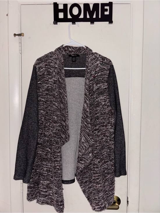 Apt. 9 Sweaters - Apt. 9 Two-Tone Draped Open-Front Cardigan in Marled Gray and Charcoal